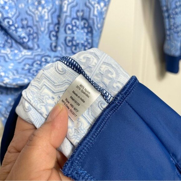 Cabana Life Moroccan Tile Tunic Dress in BlueSwim Cover-Upin Blue Size M - Picture 11 of 12